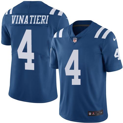 Nike Colts #4 Adam Vinatieri Royal Blue Men Stitched NFL Limited Rush Jersey