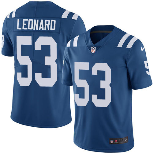 Nike Colts #53 Darius Leonard Royal Blue Team Color Men Stitched NFL Vapor Untouchable Limited Jersey