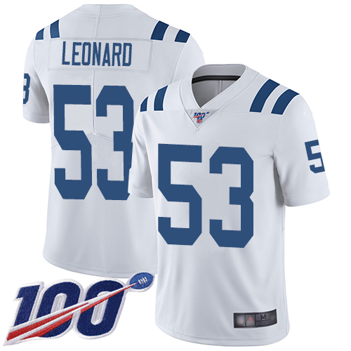 Nike Colts #53 Darius Leonard White Men Stitched NFL 100th Season Vapor Limited Jersey