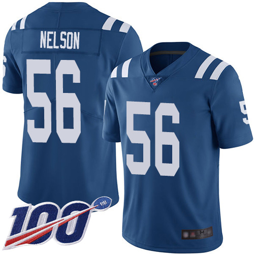 Nike Colts #56 Quenton Nelson Royal Blue Team Color Men Stitched NFL 100th Season Vapor Limited Jersey