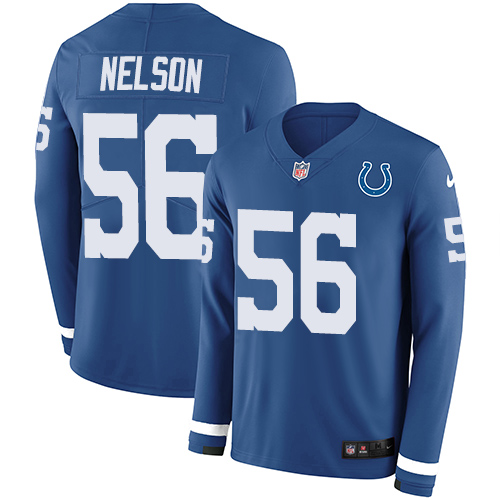 Nike Colts #56 Quenton Nelson Royal Blue Team Color Men Stitched NFL Limited Therma Long Sleeve Jersey