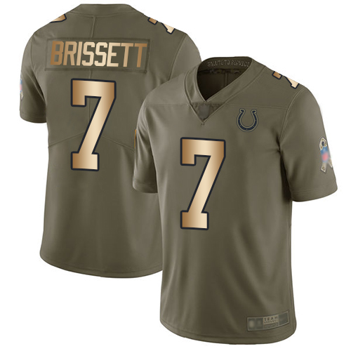Nike Colts #7 Jacoby Brissett Olive/Gold Men Stitched NFL Limited 2017 Salute To Service Jersey