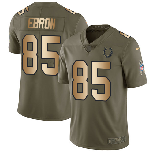 Nike Colts #85 Eric Ebron Olive/Gold Men Stitched NFL Limited 2017 Salute To Service Jersey
