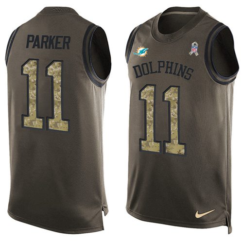 Nike Dolphins #11 DeVante Parker Green Men Stitched NFL Limited Salute To Service Tank Top Jersey