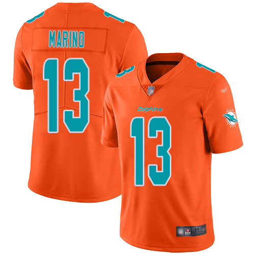 Nike Dolphins #13 Dan Marino Orange Men Stitched NFL Limited Inverted Legend Jersey