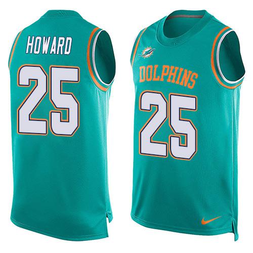 Nike Dolphins #25 Xavien Howard Aqua Green Team Color Men Stitched NFL Limited Tank Top Jersey