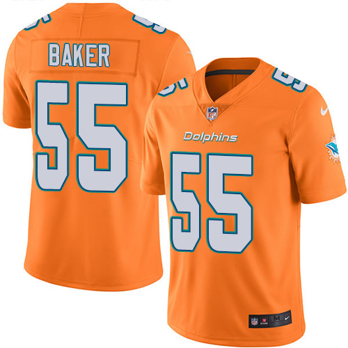 Nike Dolphins #55 Jerome Baker Orange Men Stitched NFL Limited Rush Jersey