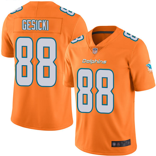 Nike Dolphins #88 Mike Gesicki Orange Men Stitched NFL Limited Rush Jersey