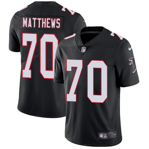 Nike Falcons #70 Jake Matthews Black Alternate Men Stitched NFL Vapor Untouchable Limited Jersey