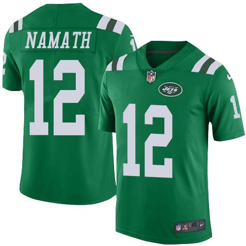 Nike Jets #12 Joe Namath Green Men Stitched NFL Elite Rush Jersey