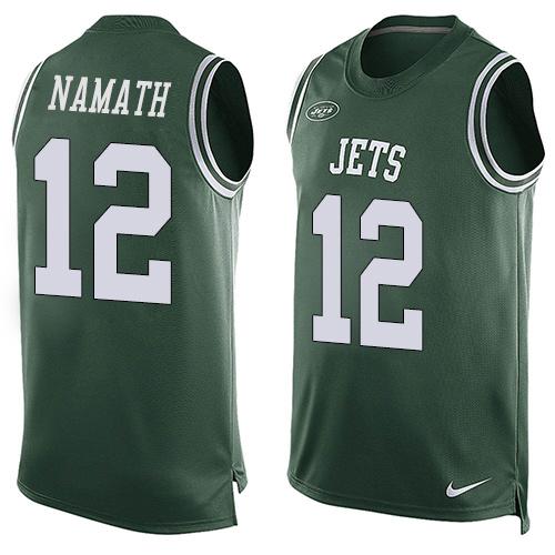 Nike Jets #12 Joe Namath Green Team Color Men Stitched NFL Limited Tank Top Jersey