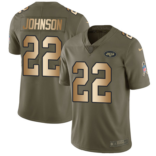 Nike Jets #22 Trumaine Johnson Olive/Gold Men Stitched NFL Limited 2017 Salute To Service Jersey