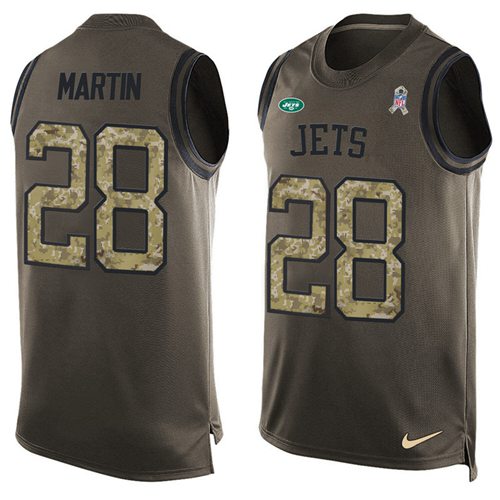 Nike Jets #28 Curtis Martin Green Men Stitched NFL Limited Salute To Service Tank Top Jersey