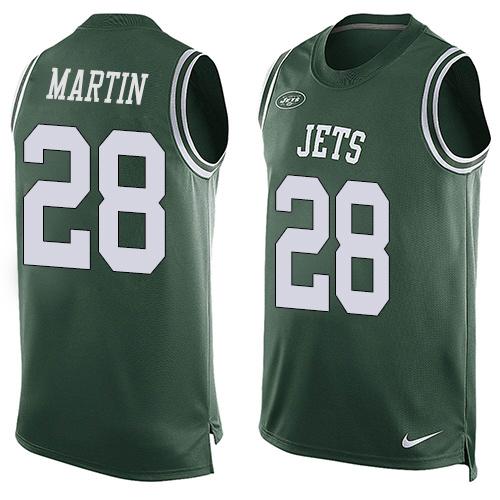 Nike Jets #28 Curtis Martin Green Team Color Men Stitched NFL Limited Tank Top Jersey