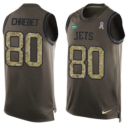 Nike Jets #80 Wayne Chrebet Green Men Stitched NFL Limited Salute To Service Tank Top Jersey