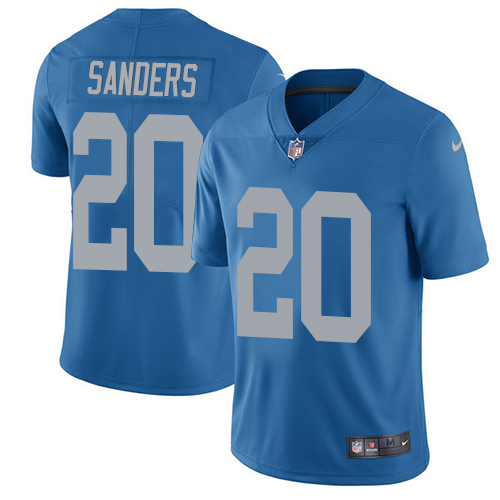Nike Lions #20 Barry Sanders Blue Throwback Men Stitched NFL Vapor Untouchable Limited Jersey