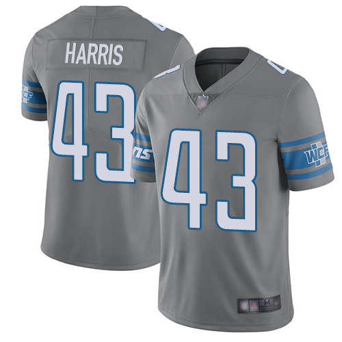 Nike Lions #43 Will Harris Gray Men Stitched NFL Limited Rush Jersey