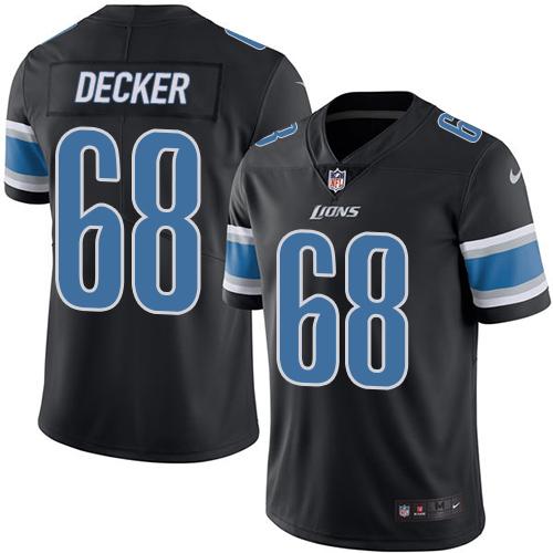 Nike Lions #68 Taylor Decker Black Men Stitched NFL Limited Rush Jersey