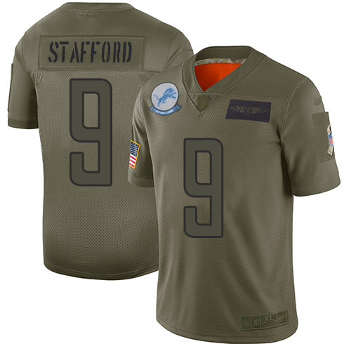 Nike Lions #9 Matthew Stafford Camo Men Stitched NFL Limited 2019 Salute To Service Jersey