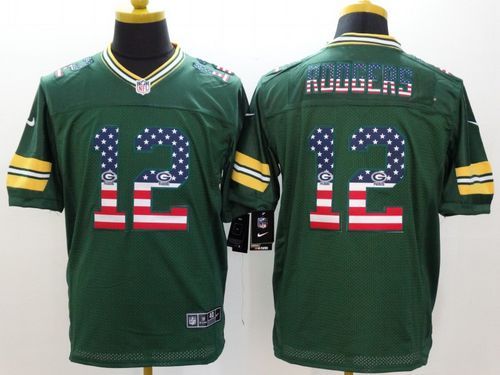 Nike Packers #12 Aaron Rodgers Green Team Color Men Stitched NFL Elite USA Flag Fashion Jersey