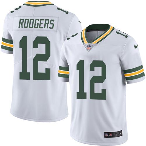 Nike Packers #12 Aaron Rodgers White Men Stitched NFL Vapor Untouchable Limited Jersey