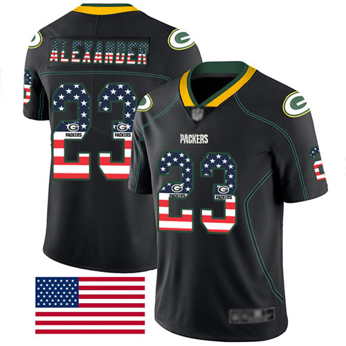 Nike Packers #23 Jaire Alexander Black Men Stitched NFL Limited Rush USA Flag Jersey