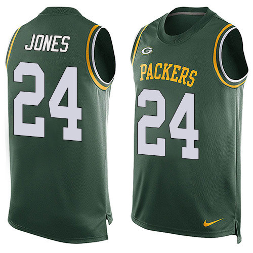 Nike Packers #24 Josh Jones Green Team Color Men Stitched NFL Limited Tank Top Jersey