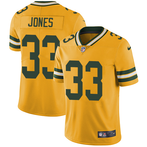 Nike Packers #33 Aaron Jones Yellow Men Stitched NFL Limited Rush Jersey