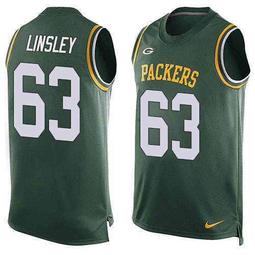 Nike Packers #63 Corey Linsley Green Team Color Men Stitched NFL Limited Tank Top Jersey