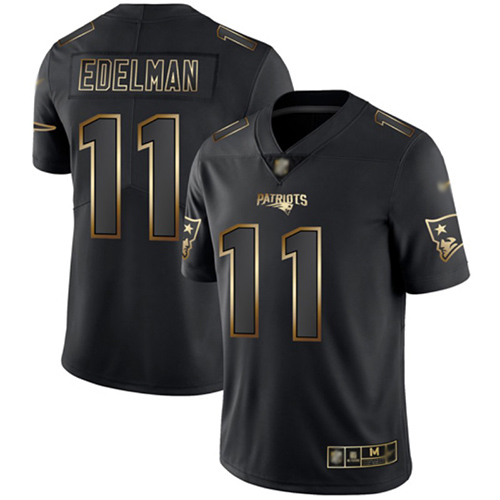 Nike Patriots #11 Julian Edelman Black/Gold Men Stitched NFL Vapor Untouchable Limited Jersey