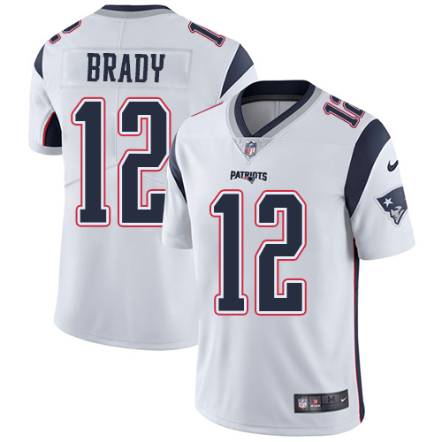 Nike Patriots #12 Tom Brady White Men Stitched NFL Vapor Untouchable Limited Jersey
