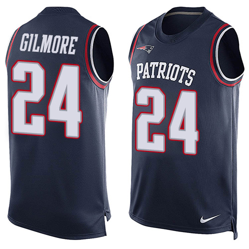 Nike Patriots #24 Stephon Gilmore Navy Blue Team Color Men Stitched NFL Limited Tank Top Jersey