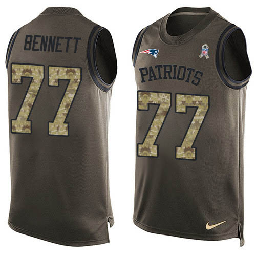 Nike Patriots #77 Michael Bennett Green Men Stitched NFL Limited Salute To Service Tank Top Jersey