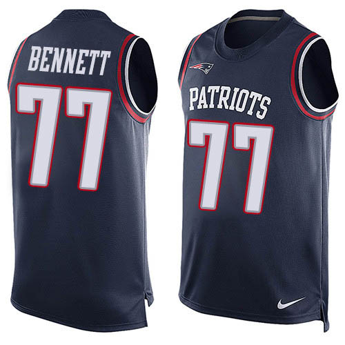 Nike Patriots #77 Michael Bennett Navy Blue Team Color Men Stitched NFL Limited Tank Top Jersey