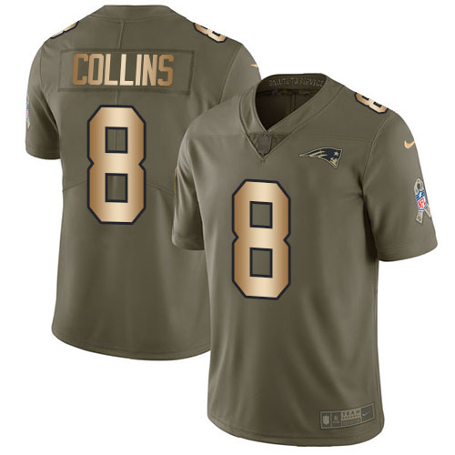 Nike Patriots #8 Jamie Collins Sr Olive/Gold Men Stitched NFL Limited 2017 Salute To Service Jersey