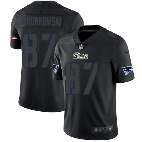 Nike Patriots #87 Rob Gronkowski Black Men Stitched NFL Limited Rush Impact Jersey