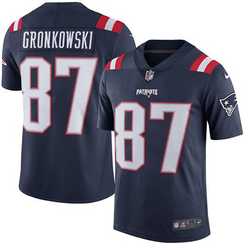 Nike Patriots #87 Rob Gronkowski Navy Blue Men Stitched NFL Limited Rush Jersey