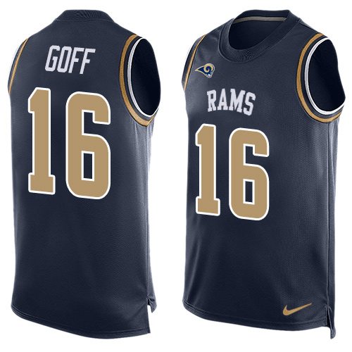 Nike Rams #16 Jared Goff Navy Blue Team Color Men Stitched NFL Limited Tank Top Jersey