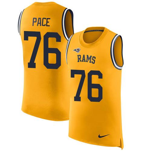 Nike Rams #76 Orlando Pace Gold Men Stitched NFL Limited Rush Tank Top Jersey