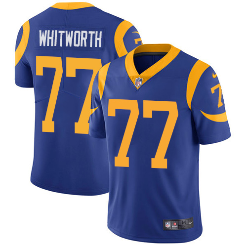 Nike Rams #77 Andrew Whitworth Royal Blue Alternate Men Stitched NFL Vapor Untouchable Limited Jersey