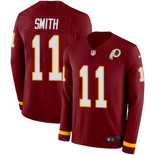 Nike Redskins #11 Alex Smith Burgundy Red Team Color Men Stitched NFL Limited Therma Long Sleeve Jersey