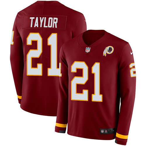 Nike Redskins #21 Sean Taylor Burgundy Red Team Color Men Stitched NFL Limited Therma Long Sleeve Jersey