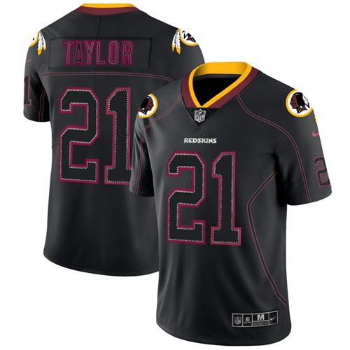 Nike Redskins #21 Sean Taylor Lights Out Black Men Stitched NFL Limited Rush Jersey