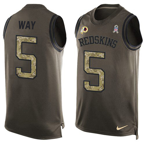 Nike Redskins #5 Tress Way Green Men Stitched NFL Limited Salute To Service Tank Top Jersey