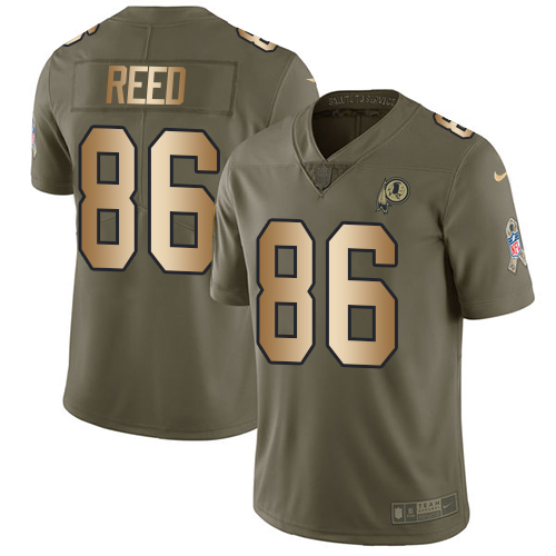 Nike Redskins #86 Jordan Reed Olive/Gold Men Stitched NFL Limited 2017 Salute To Service Jersey