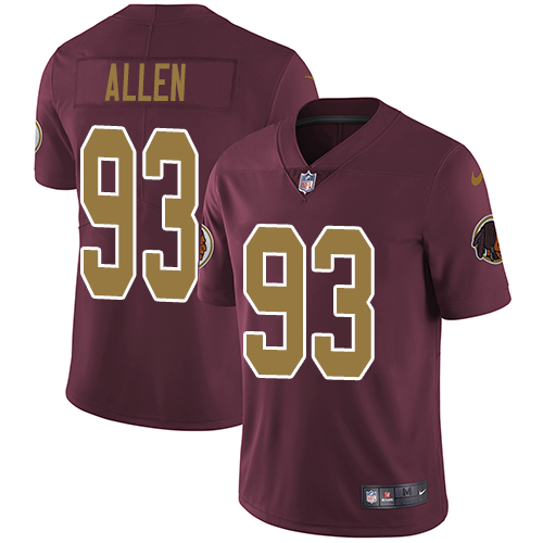 Nike Redskins #93 Jonathan Allen Burgundy Red Alternate Men Stitched NFL Vapor Untouchable Limited Jersey