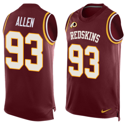 Nike Redskins #93 Jonathan Allen Burgundy Red Team Color Men Stitched NFL Limited Tank Top Jersey