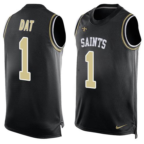 Nike Saints #1 Who Dat Black Team Color Men Stitched NFL Limited Tank Top Jersey
