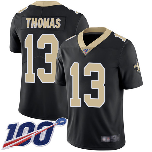 Nike Saints #13 Michael Thomas Black Team Color Men Stitched NFL 100th Season Vapor Limited Jersey