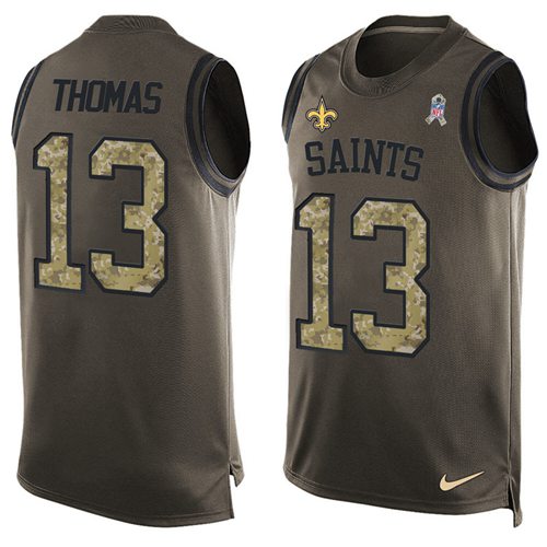 Nike Saints #13 Michael Thomas Green Men Stitched NFL Limited Salute To Service Tank Top Jersey
